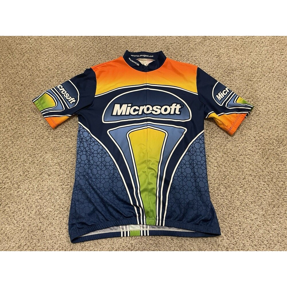 MICROSOFT Jersey Men's XXLarge Cycling Short Sleeve Zip Pullover Shirt SUGOI